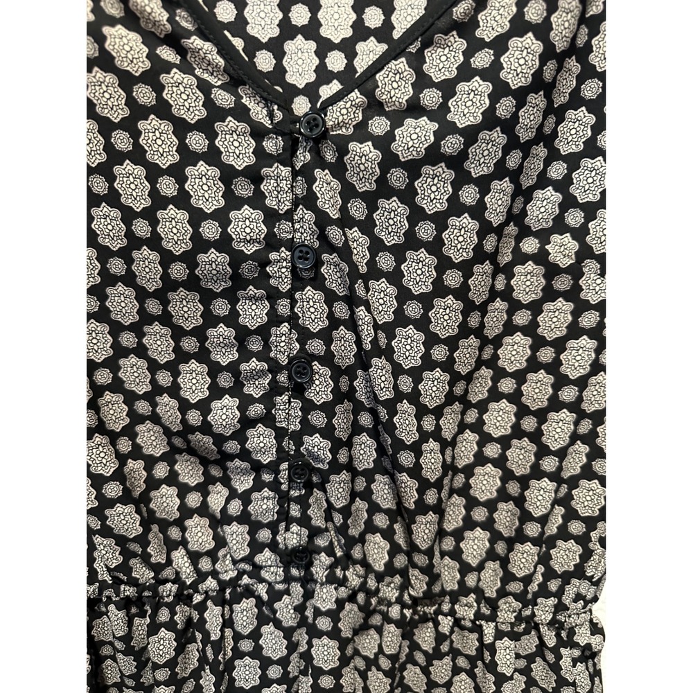 Xhilaration Womens Long Sleeve Romper Black Geometric Paisley Print Size M - Picture 8 of 11